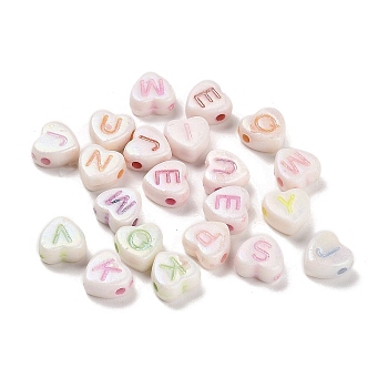 Plastics Beads, Craft Beads, Letter A~Z Theme, Heart, 7x7x3.5mm, Hole: 1.5mm, 2777pcs/500g