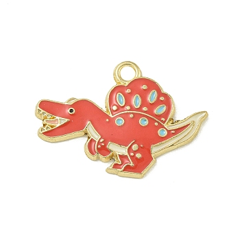 Alloy Enamel Pendants, Golden, Dinosaur, 18.5x25.5x2mm, Hole: 2mm