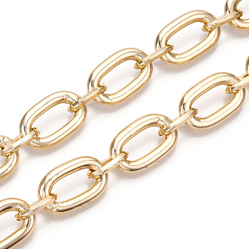 Aluminum Oval Link Chains, Unwelded, Light Gold, 26.5x16.5x4.5mm, 16.5x10.5x2.5mm