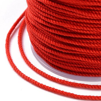 Macrame Cotton Cord, Braided Rope, with Plastic Reel, for Wall Hanging, Crafts, Gift Wrapping, Red, 1.2mm, about 49.21 Yards(45m)/Roll