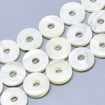 Natural Trochid Shell/Trochus Shell Beads, Donut/Pi Disc, 15x4mm, Hole: 0.8mm