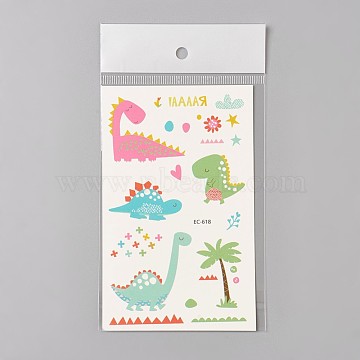 Removable Fake Temporary Tattoos, Water Proof, Cartoon  Paper Stickers, Dinosaur, Colorful, 120~121.5x75mm(AJEW-WH0061-B11)