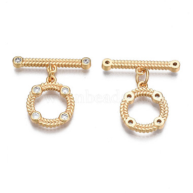 Brass Micro Pave Clear Cubic Zirconia Toggle Clasps(KK-Q278-015-NF)-2