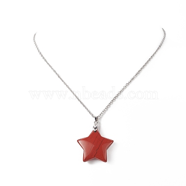 Natural Gemstone Star Pendants Necklace(NJEW-JN04197)-7