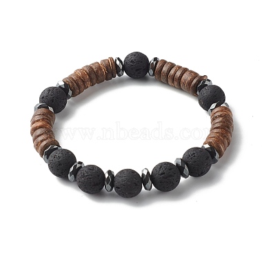 Natural Coconut Rondelle Beads Stretch Bracelets Set for Men Women(BJEW-JB06771)-7