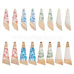 16Pcs 8 Style Wooden Pendants, Resin and Star Gold Foil, Dragonfly Wing Charms, Mixed Color, 54~57x14~19x4mm, Hole: 2mm(FIND-TA0005-89)