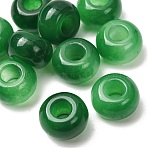 Dyed Natural Quartz European Beads, Smooth Rondelle Large Hole Beads, Green, 13.5~14x8~8.5mm, Hole: 4~5mm(GG-CBA0022-18)