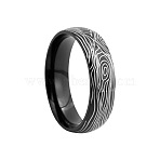 Annual Ring Pattern 201 Stainless Steel Finger Rings, Black, 6mm, US Size 6(16.5mm)(FS-WG7658E-04)