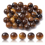 Natural Tiger Eye Beads Strands, Grade AB+, Round, 8mm, Hole: 1mm(G-YW0001-56C)