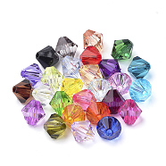 Transparent Acrylic Beads, Bicone, Mixed Color, 4x4mm, Hole: 1.5mm(X1-TACR-S146-4mm-M)