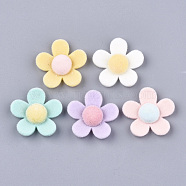 Flocky Resin Cabochons, Flower, Mixed Color, 26.5~27x27~28x7~8mm(FIND-T046-25A)