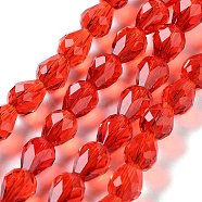 Faceted Teardrop Imitation Austrian Crystal Bead Strands, Grade AAA, Red, 8x6mm, Hole: 0.7~0.9mm, about 50pcs/strand, 15.7 inch(G-M185-8x6mm-06A)