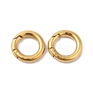 Ion Plating(IP) 304 Stainless Steel Spring Gate Ring, Real 14K Gold Plated, 12x2mm(STAS-Q215-53G)