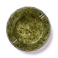 Resin with Natural Peridot Chip Stones Ashtray, Home OFFice Tabletop Decoration, Flat Round, 98x24mm, Inner Diameter: 67mm(DJEW-F015-06D)