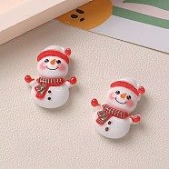 Christmas Series Opaque Resin Cabochons, with Glitter Power, Snowman, 26x20.5x9.5mm(CRES-Q005-01B)