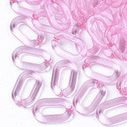 Transparent Acrylic Linking Rings, Quick Link Connectors, For Jewelry Cable Chains Making, Oval, Pink, 15x9x3mm, Inner Diameter: 3.5x9mm, about 2370pcs/500g(TACR-R147-02C)