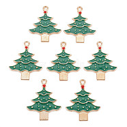 Alloy Enamel Pendants, Cadmium Free & Lead Free, Christmas Trees, Light Gold, Green, 33x26x2.5mm, Hole: 2mm(ENAM-S115-005-01-RS)