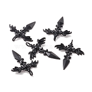 Gothic Style Alloy Pendents, Sword with Wing, Electrophoresis Black, 44x34.5x3mm, Hole: 4mm(PALLOY-F281-21EB)