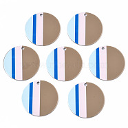 Acrylic Pendants, 3D Printed, Flat Round, Camellia, 40x2~3mm, Hole: 3mm(KY-S163-411-B02)