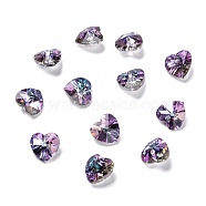 Electroplate Glass Charms, Faceted, Heart, Heliotrope, 10x10x5mm, Hole: 1mm(X-G030V10mm-001HE)