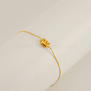 304 Stainless Steel Serpentine Chain Bracelets, Chunk Letter Link Bracelets for Women, Real 18K Gold Plated, Letter E, 6.50 inch(16.5cm), letter: 7~8.5x6~10.5mm(BJEW-H608-01G-E)