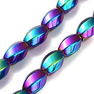 Synthetic Non-magnetic Hematite Beads Strands, Long-Lasting Plated, Twist, Rainbow Plated, 12~12.5x8~8.5mm, Hole: 1.2mm, about 32pcs/strand, 16.14''(41cm)(G-P545-G02-01B)