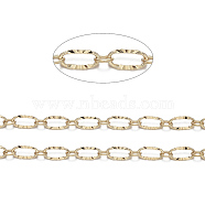 Brass Textured Oval Link Chains, Figaro Chains, Soldered, Real 18K Gold Plated, 6.2x3.3x0.5mm(CHC-S004-07G)