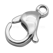 304 Stainless Steel Lobster Claw Clasps, Parrot Trigger Clasps, Manual Polishing, Stainless Steel Color, 21x13.5x5mm, Hole: 2.5mm(STAS-AB21)