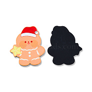Printed Embossed Opaque Acrylic Cabochons, Christmas Style, Gingerbread Man, Light Salmon, 43.5x36x2mm(OACR-N135-05A)