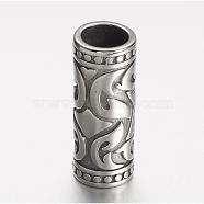 304 Stainless Steel Beads, Tube Beads, Antique Silver, 30.5x12mm, Hole: 9mm(STAS-D166-44AS)