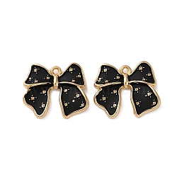 Alloy Enamel Pendants, Cadmium Free & Nickel Free & Lead Free, Bowknot, Black, 19x21x4mm, Hole: 1.4mm(FIND-O003-07C-G)