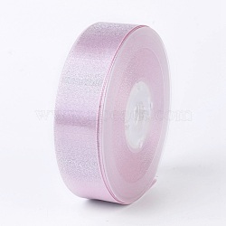 Double Face Polyester Satin Ribbon, with Metallic Silver Color, Lilac, 1 inch(25mm), about 100yards/roll(91.44m/roll)(SRIB-P012-A08-25mm)