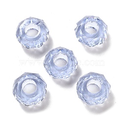 Transparent Resin European Beads, Large Hole Beads, Faceted, Rondelle, Lavender, 13.5x8mm, Hole: 5.5mm(RESI-B020-05B)