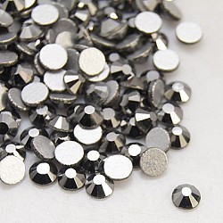 Glass Flat Back Rhinestone, Grade A, Back Plated, Faceted, Half Round, Hematite, SS4, 1.5~1.6mm, 1440pcs/bag(RGLA-C002-SS4-566)