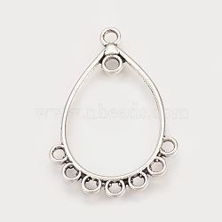 Tibetan Style Alloy Chandelier Components, teardrop, Cadmium Free & Lead Free, Antique Silver, 39x26x2mm, Hole: 2mm, about 600pcs/1000g(TIBEP-S312-20AS-RS)