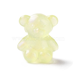 Luminous Acrylic Beads, Glitter Beads, Glow in the Dark, Bear, Yellow, 17.5x15x10.5mm, Hole: 3mm, about 370pcs/500g(OACR-E010-24C)