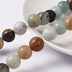 Natural Flower Amazonite Beads Strands, Round, 10mm, Hole: 1.2mm, about 38pcs/strand, 15.5 inch(G-D608-10mm)