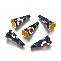 Alloy Enamel Bead Cones, 6-Petal, Flower, Colorful, Golden, 22x10x10mm, Hole: 1.4mm, Inner Diameter: 8mm(PALLOY-K243-08G)