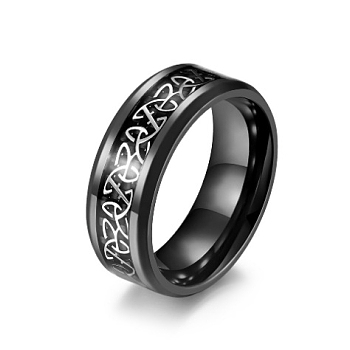 Titanium Steel Triquetra/Trinity Knot Finger Rings for Men Women, Black, US Size 10 1/4(19.9mm)