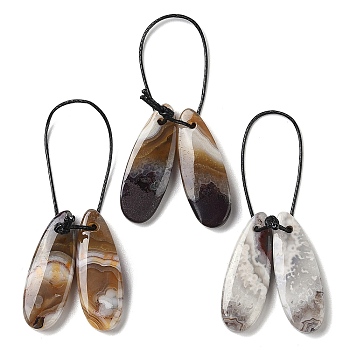 2Pcs Natural Mexican Agate Pendants, Gems Charms, Teardrop, 28x10.5x4mm, Hole: 1.5mm