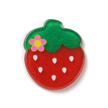 Cabochons Plastic Cabochons, Strawberry, Red, 23.5x20x2mm