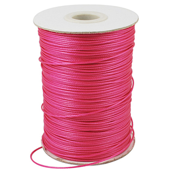 Korean Waxed Polyester Cord, Bead Cord, Deep Pink, 1.2mm, about 185yards/roll