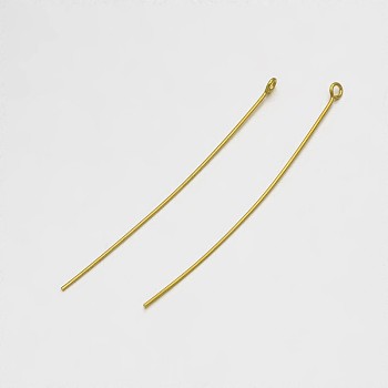 Brass Eye Pin, Golden, 61mm, Hole: 2mm, Pin: 0.8mm, about 2270pcs/500g