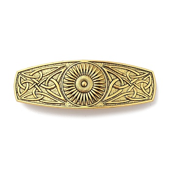 Viking Knot Alloy Retro Hair Barrettes, Hair Accessories for Women & Girls, Oval, Antique Golden, 83.5x29x11mm