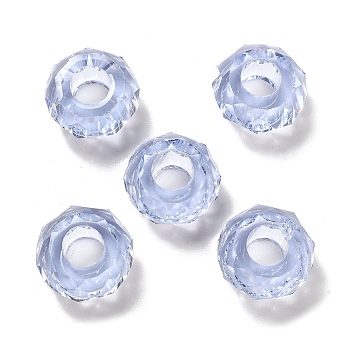 Transparent Resin European Beads, Large Hole Beads, Faceted, Rondelle, Lavender, 13.5x8mm, Hole: 5.5mm