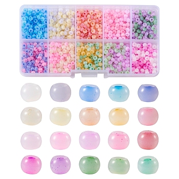 1500Pcs 20 Colors Handmade Lampwork Beads, Rondelle, Mixed Color, 4x2.5mm, Hole: 1mm, 5g, about 75pcs/color