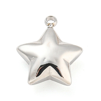 304 Stainless Steel Charms, Star Charm, Stainless Steel Color, 11x10x4mm, Hole: 1mm