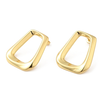 Rack Plating Brass Hollow Trapezoid Stud Earrings for Women, Long-Lasting Plated, Cadmium Free & Lead Free, Real 18K Gold Plated, 28x23mm
