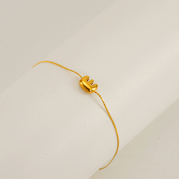 304 Stainless Steel Serpentine Chain Bracelets, Chunk Letter Link Bracelets for Women, Real 18K Gold Plated, Letter E, 6.50 inch(16.5cm), letter: 7~8.5x6~10.5mm