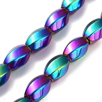 Synthetic Non-magnetic Hematite Beads Strands, Long-Lasting Plated, Twist, Rainbow Plated, 12~12.5x8~8.5mm, Hole: 1.2mm, about 32pcs/strand, 16.14''(41cm)